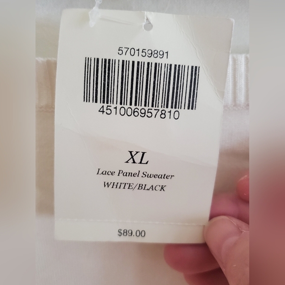 NWT Boston Proper Lace Panel Sweater white/black size XL - Picture 5 of 5